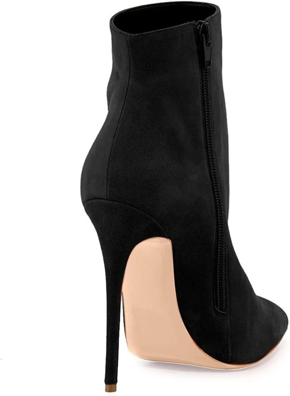 SAMMITOP Women's Pointed Toe Side Zip Ankle Boots Stiletto High Heel Winter Short Boots
