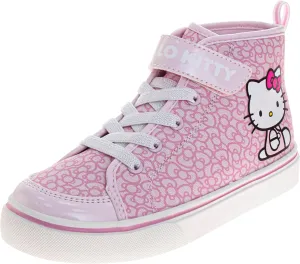 Sanrio Hello Kitty High Top Sneakers for Girls - Kids Sneaker Ankle Hightops Lightweight Breathable Fashion Shoes (Sizes: 11-13 Little Kid / 1-4 Big Kid)