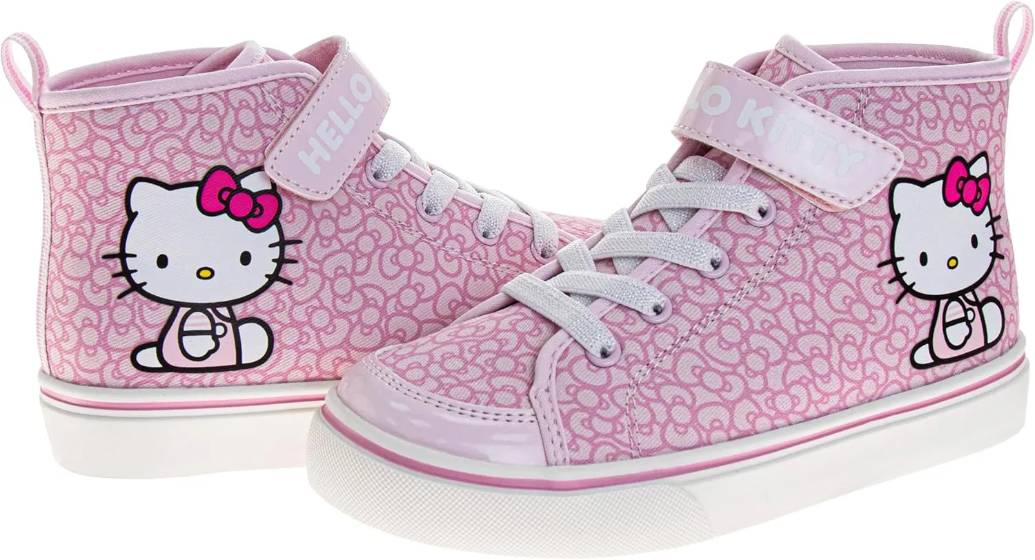 Sanrio Hello Kitty High Top Sneakers for Girls - Kids Sneaker Ankle Hightops Lightweight Breathable Fashion Shoes (Sizes: 11-13 Little Kid / 1-4 Big Kid)