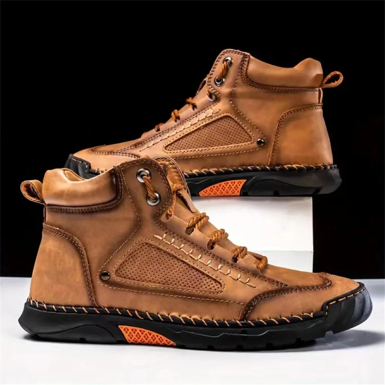 Sawbehind Mens Boots Comfortable Arch Support Handmade Waterproof Boots Casual Lightweight Hiking Outdoor Walking Sneakers