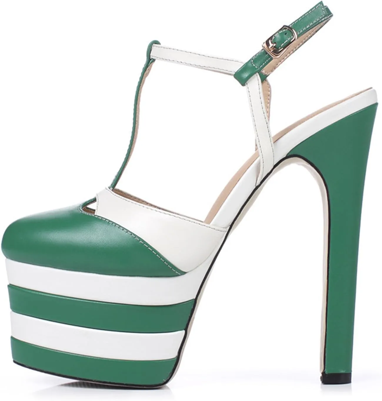 Sexy Women's Elegant Striped Sandals, Fashion Peep Toe T-tied Sweet High Heels for Party, Banquet And Catwalk