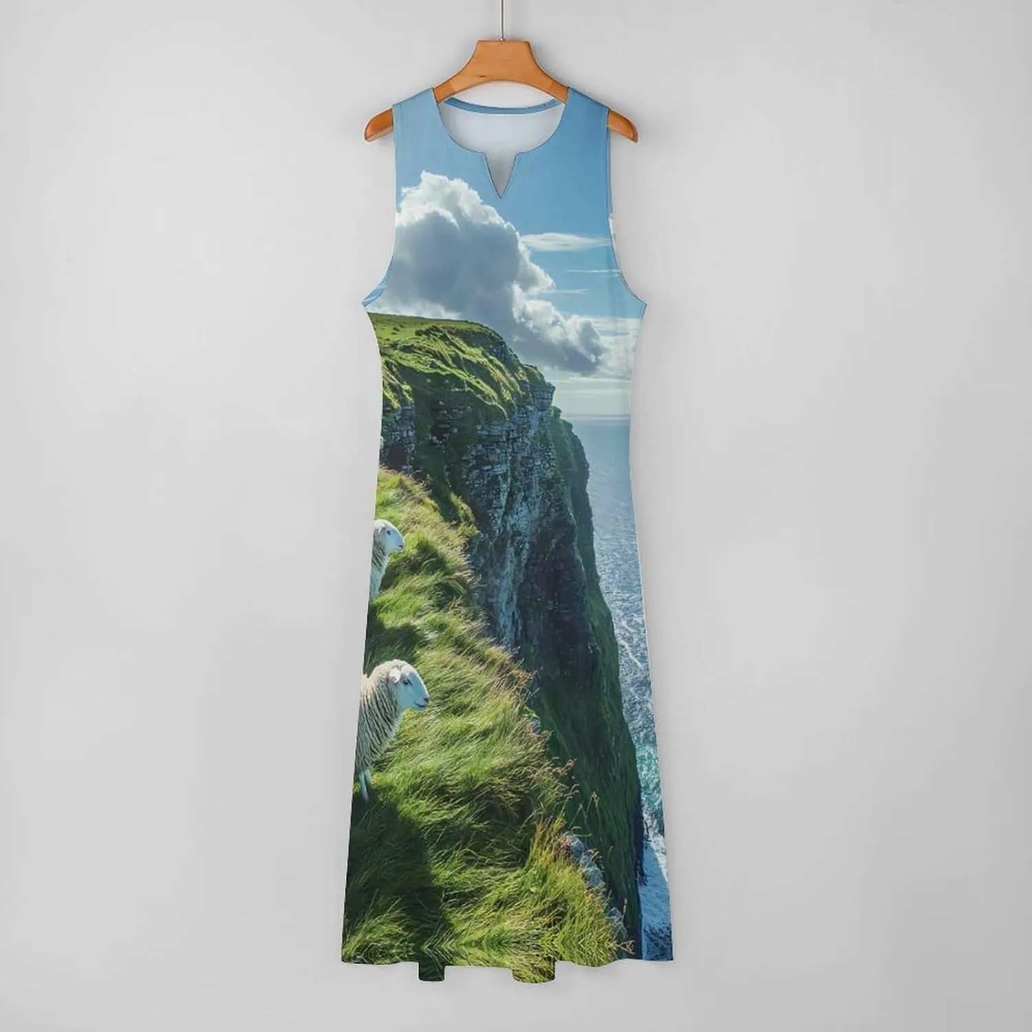 Sheep Irish Cliff Women's Summer Sleeveless Dress Ruffle Flowy Casual Ankle Length Dresses with Pockets
