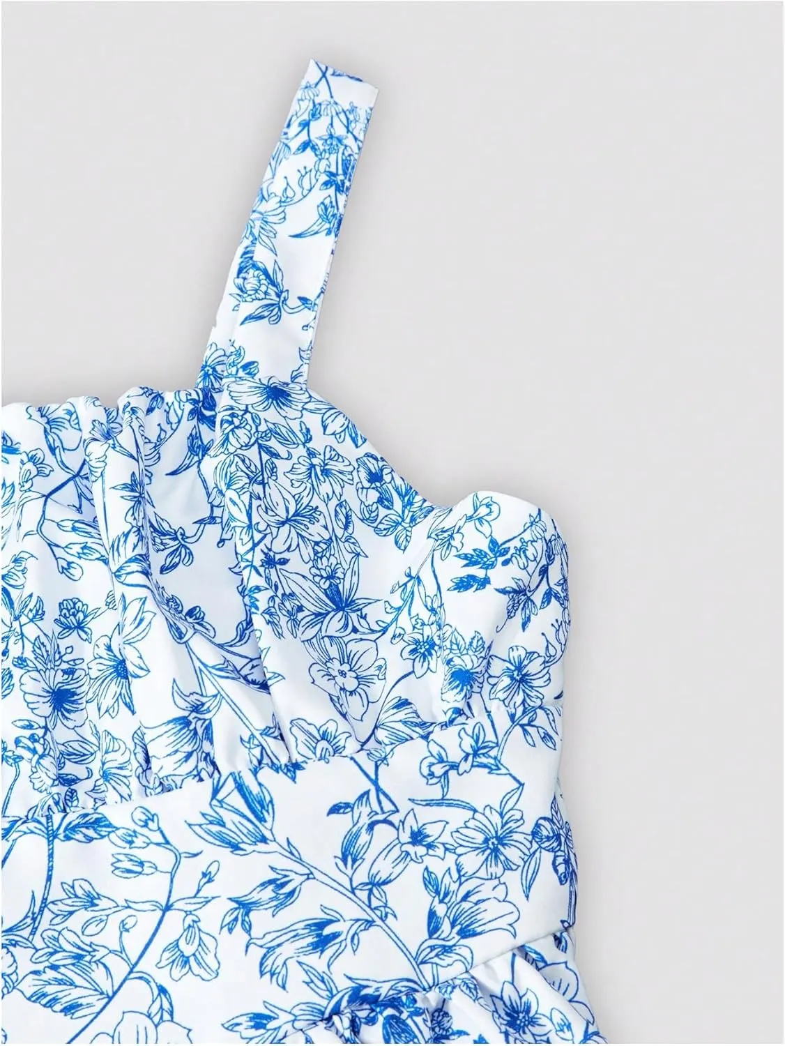 SHENHE Girl's Floral Print Sleeveless Summer Dress Ruched A Line Flowy Boho Sundress