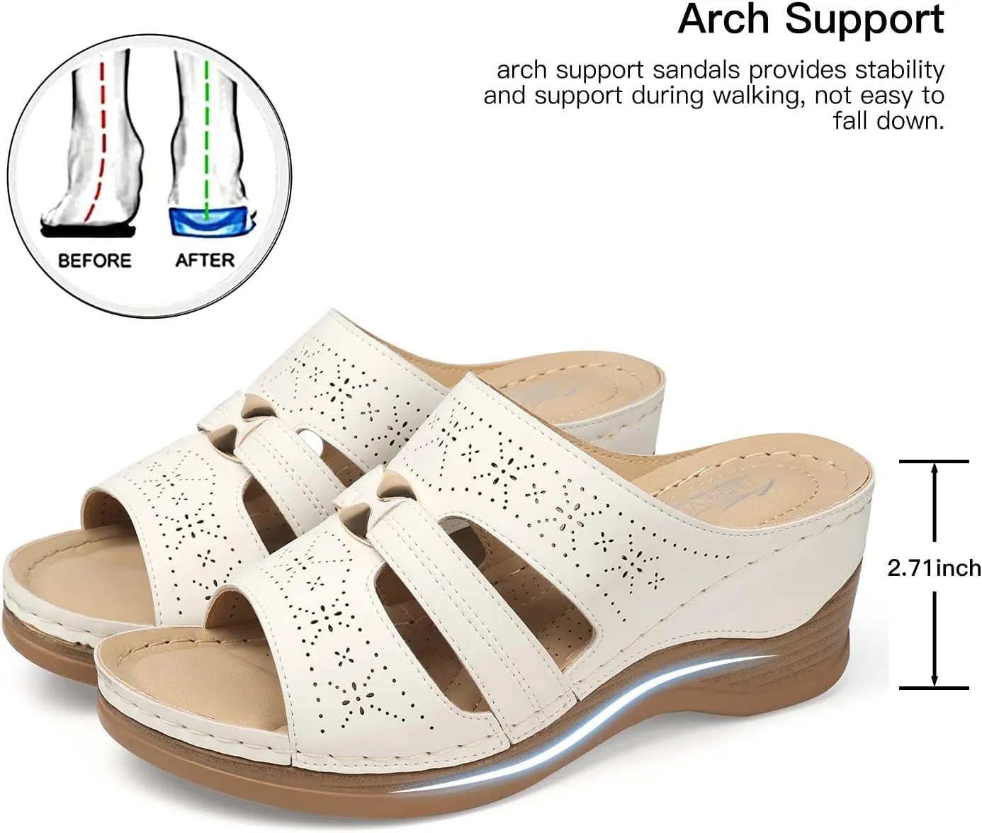 SHIBEVER Wedge Sandals for Dressy Women Platform Summer Womens Low Heels Arch Support Sandal