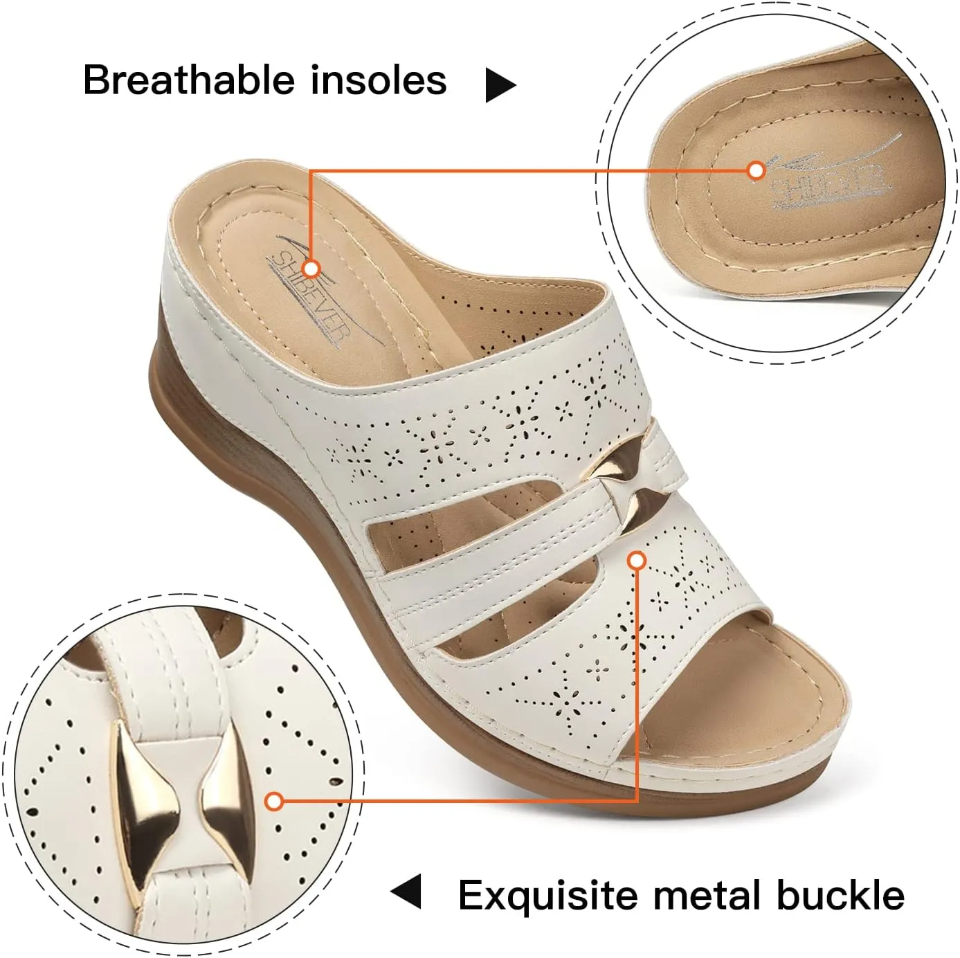 SHIBEVER Wedge Sandals for Dressy Women Platform Summer Womens Low Heels Arch Support Sandal