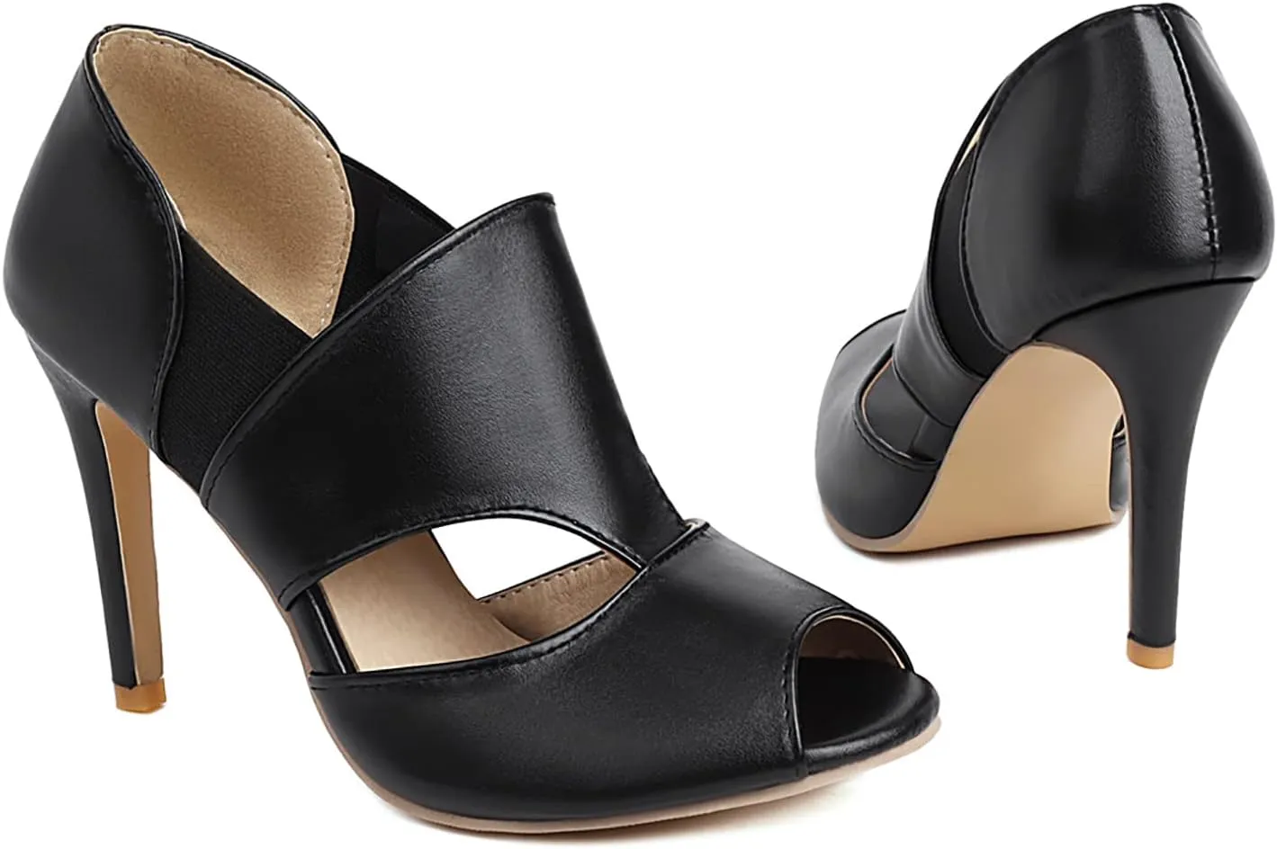 SHODENSE Women High Stiletto Heel Sandal Booties Cut Out Open Toe Summer Booties Sexy 3 Inch Thin High Heels Ankle Booties Peep Toe Side Cut Sandal Heels Elastic Band Retro Chic Party Wedding 4-15 M US