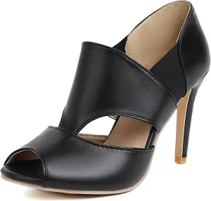 SHODENSE Women High Stiletto Heel Sandal Booties Cut Out Open Toe Summer Booties Sexy 3 Inch Thin High Heels Ankle Booties Peep Toe Side Cut Sandal Heels Elastic Band Retro Chic Party Wedding 4-15 M US