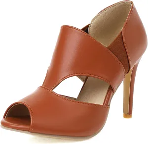 SHODENSE Women High Stiletto Heel Sandal Booties Cut Out Open Toe Summer Booties Sexy 3 Inch Thin High Heels Ankle Booties Peep Toe Side Cut Sandal Heels Elastic Band Retro Chic Party Wedding 4-15 M US