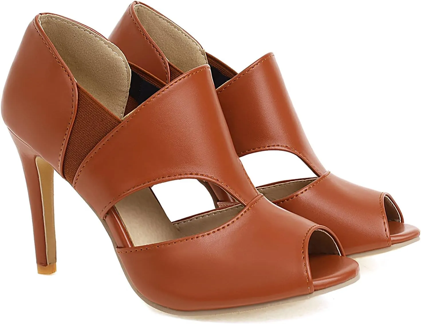 SHODENSE Women High Stiletto Heel Sandal Booties Cut Out Open Toe Summer Booties Sexy 3 Inch Thin High Heels Ankle Booties Peep Toe Side Cut Sandal Heels Elastic Band Retro Chic Party Wedding 4-15 M US