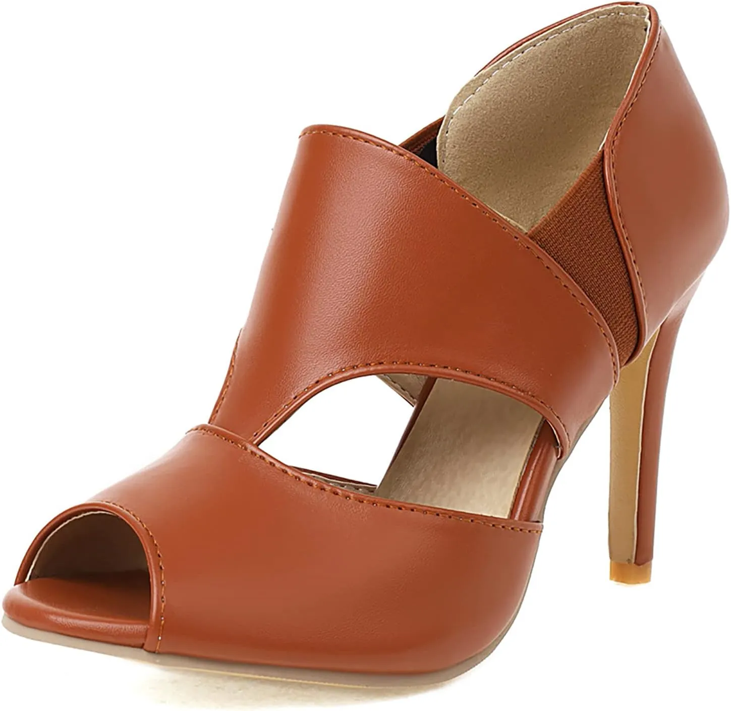 SHODENSE Women High Stiletto Heel Sandal Booties Cut Out Open Toe Summer Booties Sexy 3 Inch Thin High Heels Ankle Booties Peep Toe Side Cut Sandal Heels Elastic Band Retro Chic Party Wedding 4-15 M US