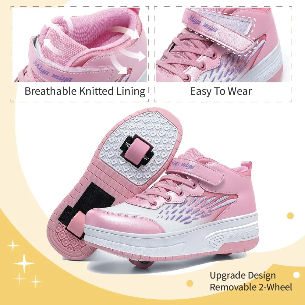 Shoes with Wheel for Kids - Roller Skate Retractable Wheels Fashion Sneakers Wheeled for Christmas Halloween Beginners