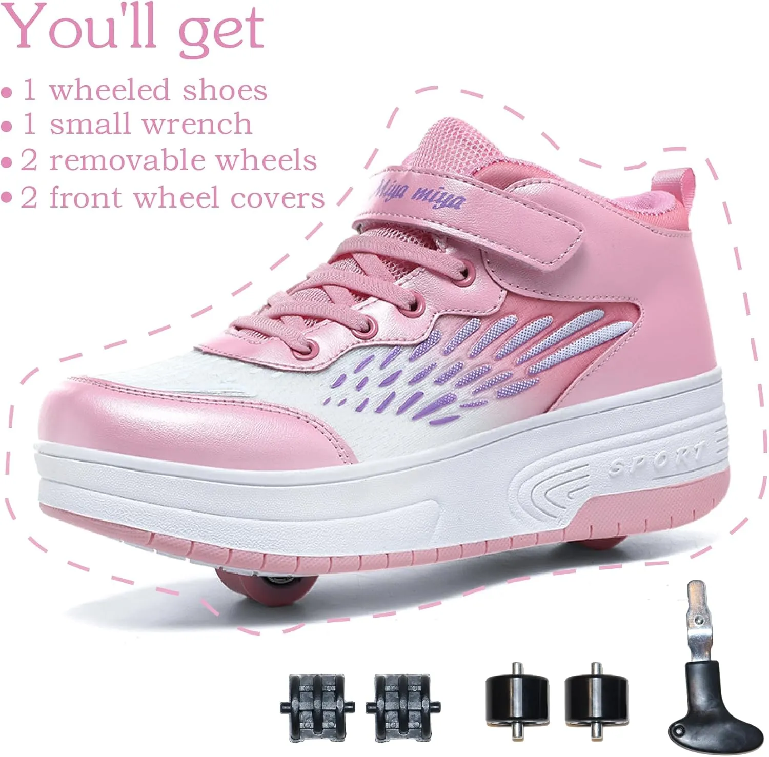 Shoes with Wheel for Kids - Roller Skate Retractable Wheels Fashion Sneakers Wheeled for Christmas Halloween Beginners