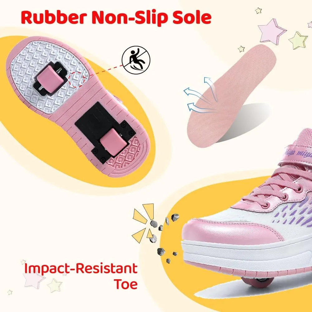 Shoes with Wheel for Kids - Roller Skate Retractable Wheels Fashion Sneakers Wheeled for Christmas Halloween Beginners