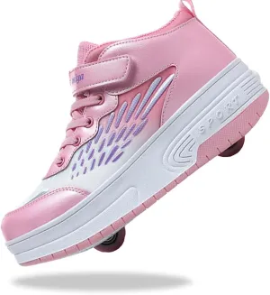 Shoes with Wheel for Kids - Roller Skate Retractable Wheels Fashion Sneakers Wheeled for Christmas Halloween Beginners