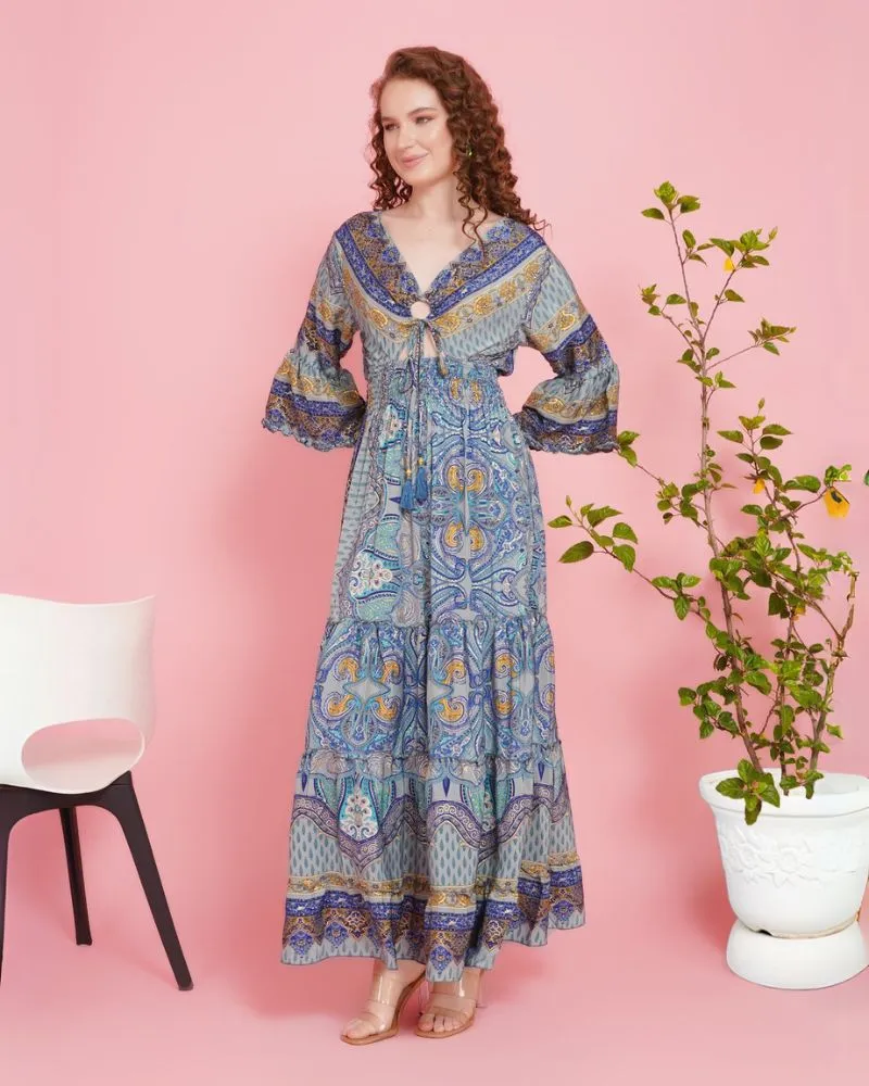 Sky halo paisley maxi dress