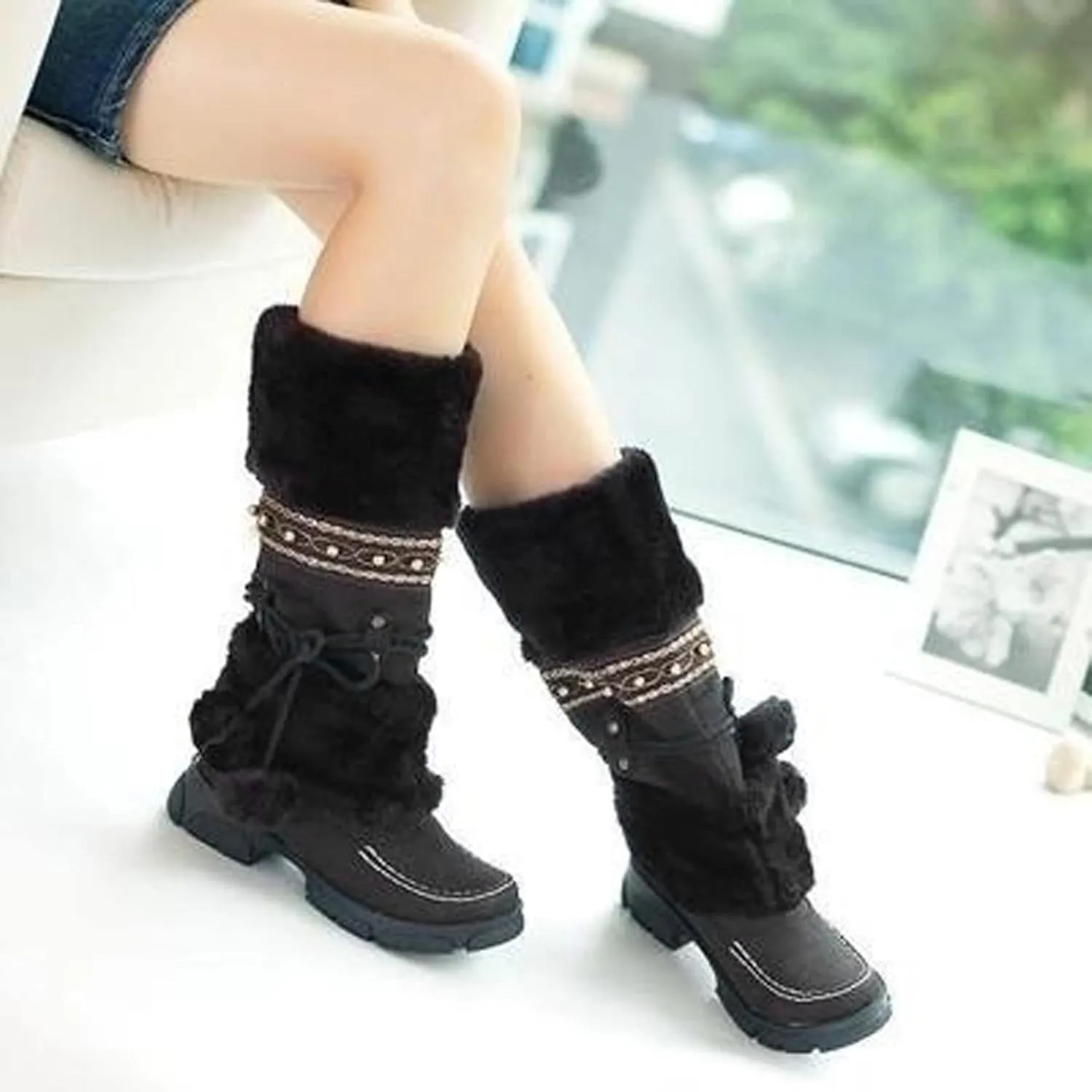 Snow Boots Cute Snow Boots for Women Waterproof Warm Non Slip Snow Boots for Women Wide Extra Wide Calf Womens Snow Boots Winter Womens Boots Snow Womens Winter Ankle Boots