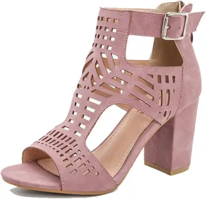 SO SIMPOK Chunky Heel Sandals for women Cut Out Peep Toe Zipper Block Heel Sandals Summer Beach Dressy Party High Heeled Sandals