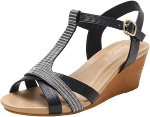 SO SIMPOK Women Casual Roman Wedge Sandals Comfort Summer Walking Slingback Shoes