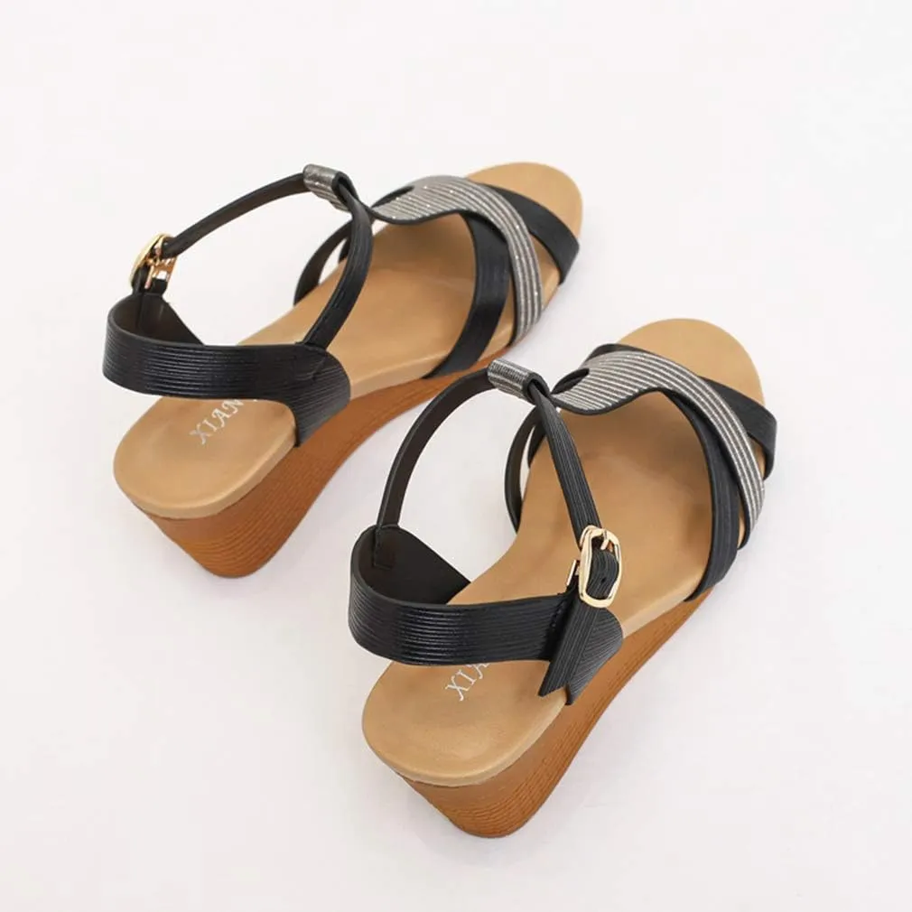 SO SIMPOK Women Casual Roman Wedge Sandals Comfort Summer Walking Slingback Shoes