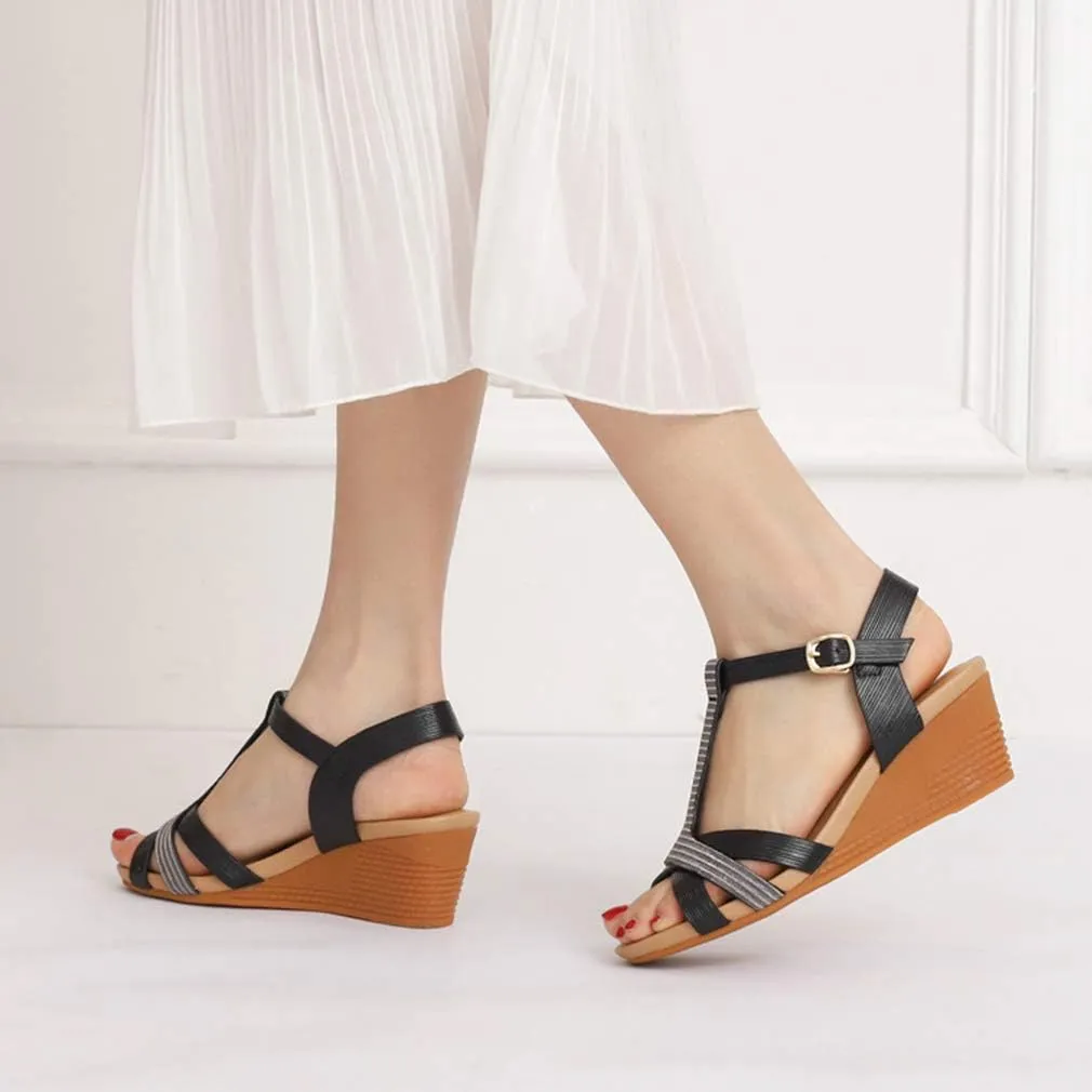 SO SIMPOK Women Casual Roman Wedge Sandals Comfort Summer Walking Slingback Shoes