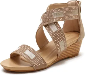 SO SIMPOK Women Casual Walking Comfortable Wedge Sandals Retro Summer Beach Soft Sandals