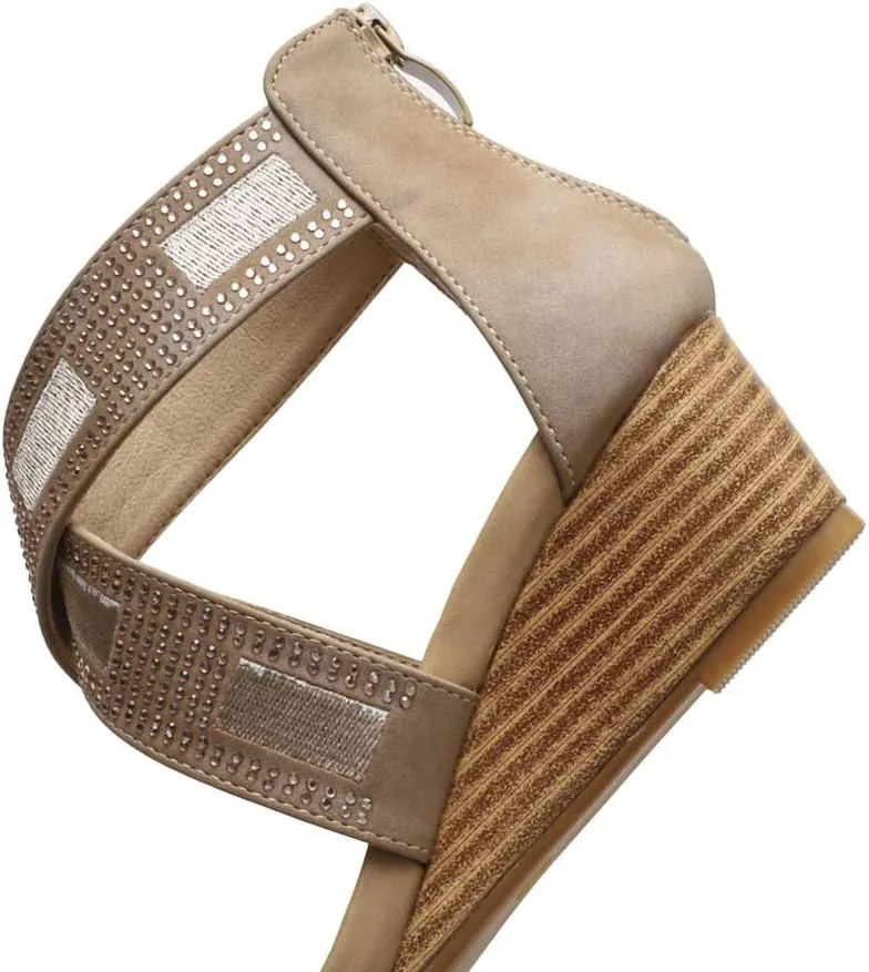 SO SIMPOK Women Casual Walking Comfortable Wedge Sandals Retro Summer Beach Soft Sandals