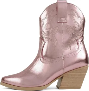 Soda “BLAZING” ~ Women Western Bootie Pointe Toe with Low Heel (Wide Fit Available)