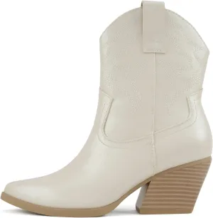 Soda “BLAZING” ~ Women Western Bootie Pointe Toe with Low Heel (Wide Fit Available)