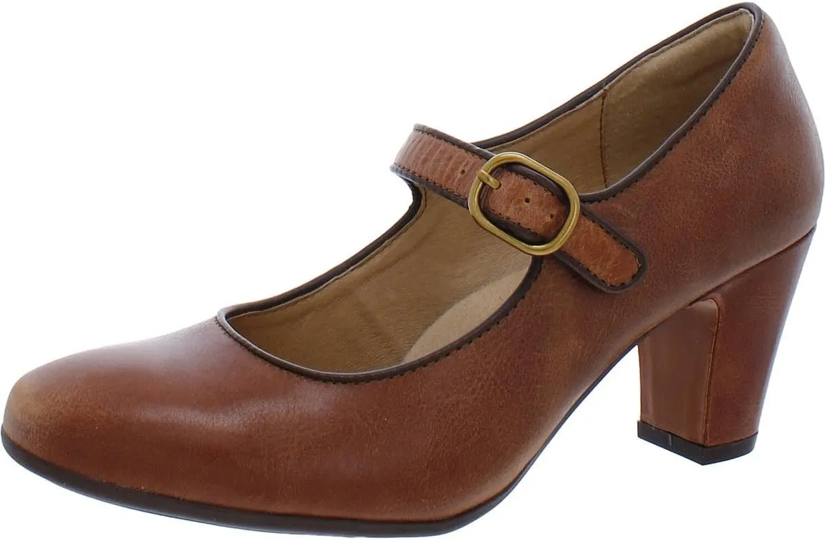 Sofft® Leslie Pump Sandals for Women – Leather Upper and Lining – Piping Details – Square Toe Silhouette
