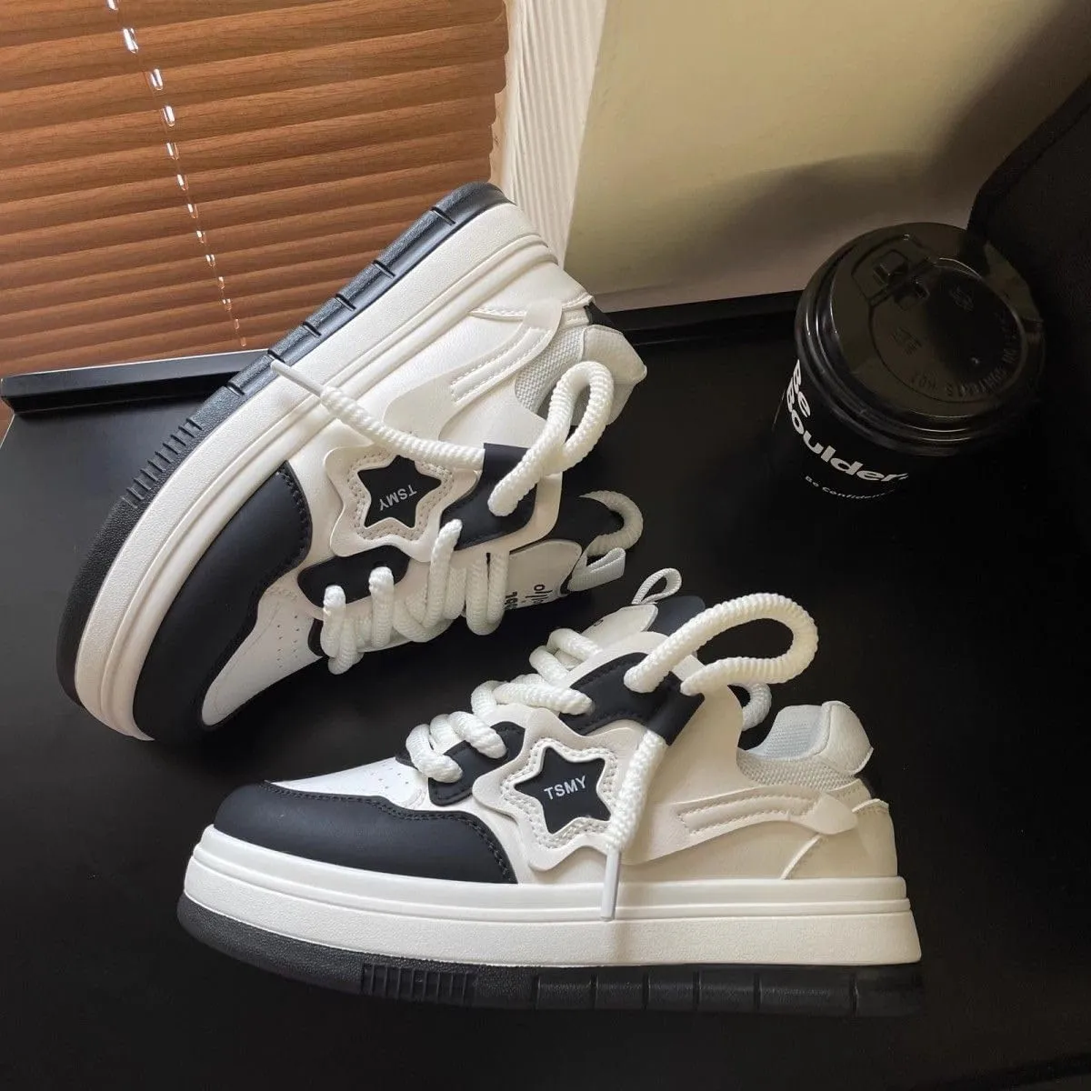 Star Shoes Walking Sneakers for Women Comfort Insole Y2K AestheticCute Thick Fashion Sneakers Grunge Shoes（US 4-8） (D,7.5)