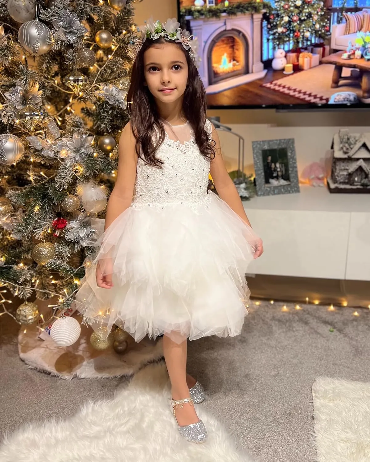Stelle Girls High Heels Sequins Dress Sandals Princess Dress Shoes Flower Wedding Party Shoes（Toddler/Little/Big Kid）