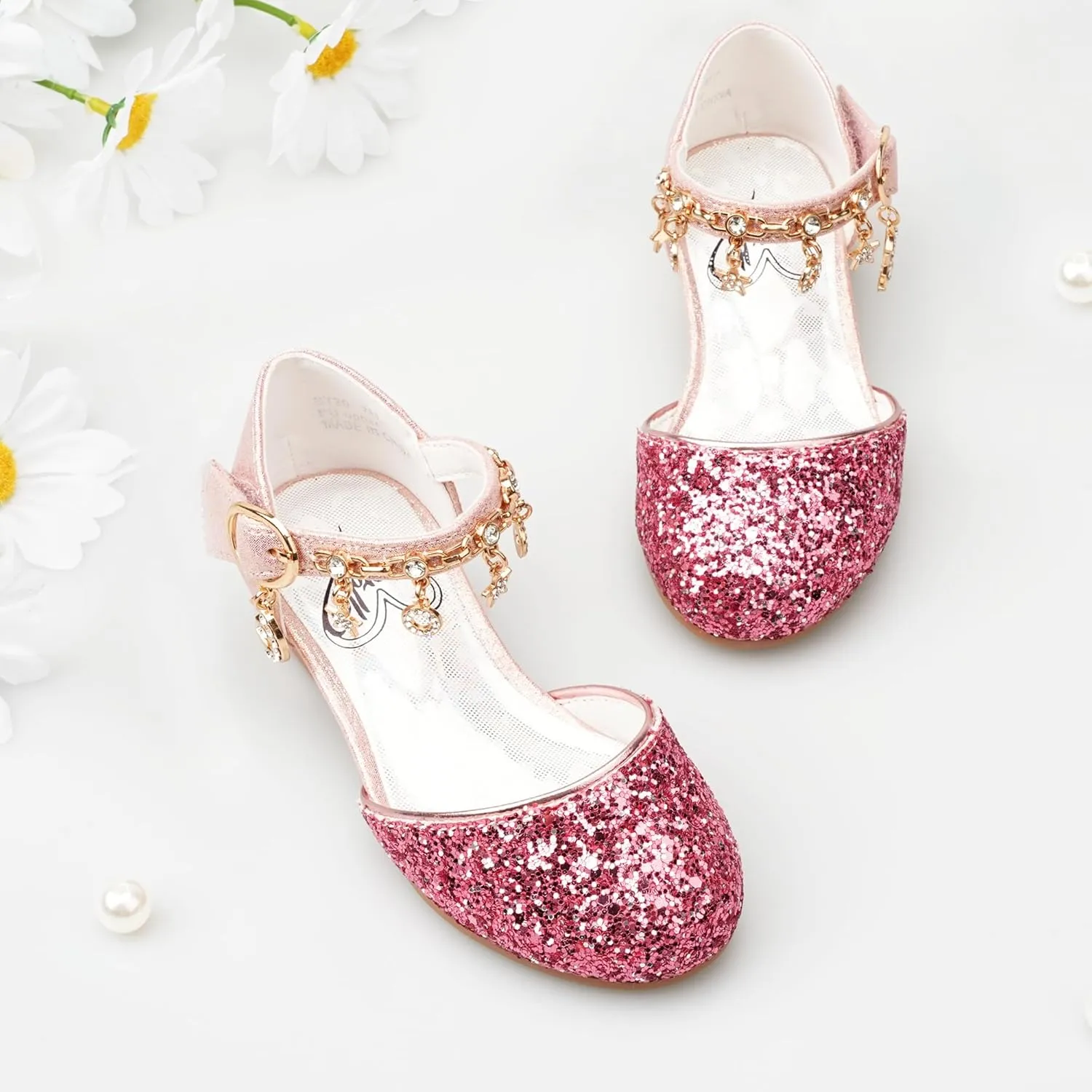 Stelle Girls High Heels Sequins Dress Sandals Princess Dress Shoes Flower Wedding Party Shoes（Toddler/Little/Big Kid）