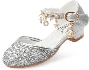 Stelle Girls High Heels Sequins Dress Sandals Princess Dress Shoes Flower Wedding Party Shoes（Toddler/Little/Big Kid）