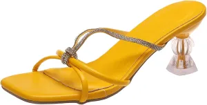 Stilettos Slides Sandals for Women Dressy Casual Summer Slide Square Toe Slip on Sandal Elegant High Heel Shoes