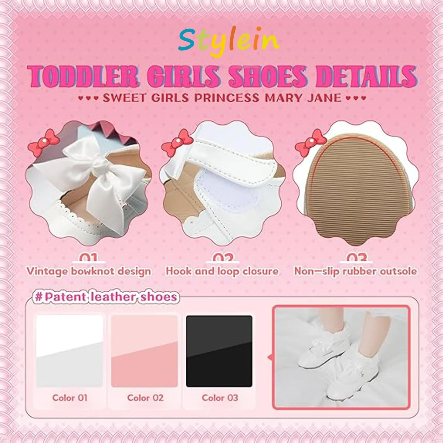 Stylein Toddler Baby Girl's Dress Shoes Ballerina Wedding Party Princess Mary Jane Flats