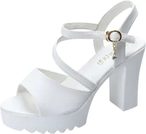 SuanlaTDS Womens High Heel Platform Sandals Dressy 2025 Buckle Ankle Strap Open Toe Chunky Block Heels Prom Party Wedding Evening Dance Dress Pumps Summer Elegant Slingback Heeled Sandal