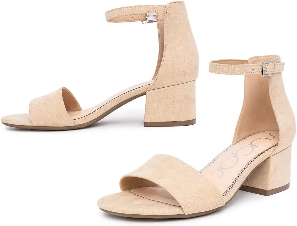 Sugar Women's Block Heel Sandals – Open Toe, Ankle Strap, Comfortable Dress Shoes for Weddings & Casual Wear
