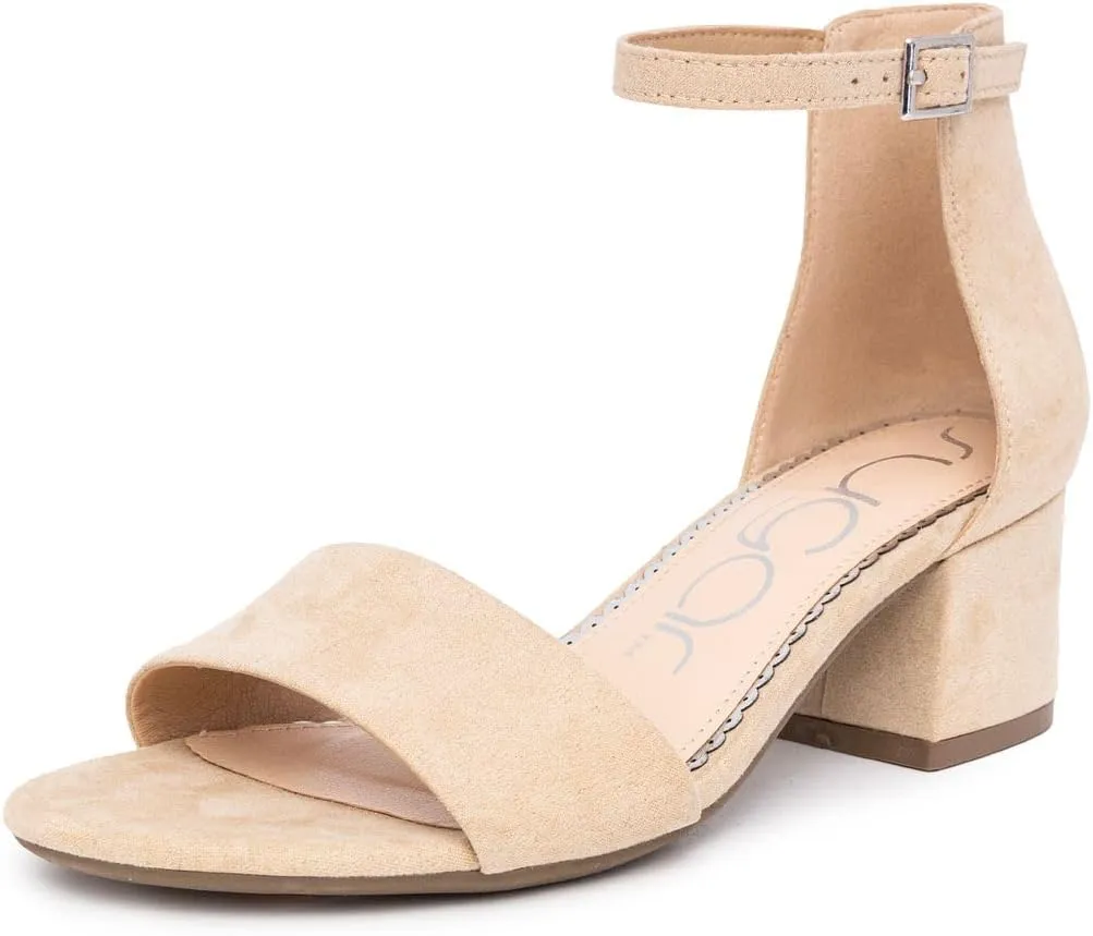 Sugar Women's Block Heel Sandals – Open Toe, Ankle Strap, Comfortable Dress Shoes for Weddings & Casual Wear