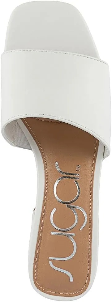 Sugar Women's Slip-On Block Heel Sandals – Square Toe Dress Mules with Low Heel – Comfortable Slide Shoes for Casual or Work Outfits