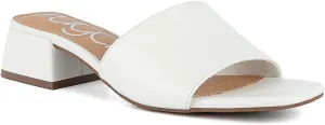 Sugar Women's Slip-On Block Heel Sandals – Square Toe Dress Mules with Low Heel – Comfortable Slide Shoes for Casual or Work Outfits
