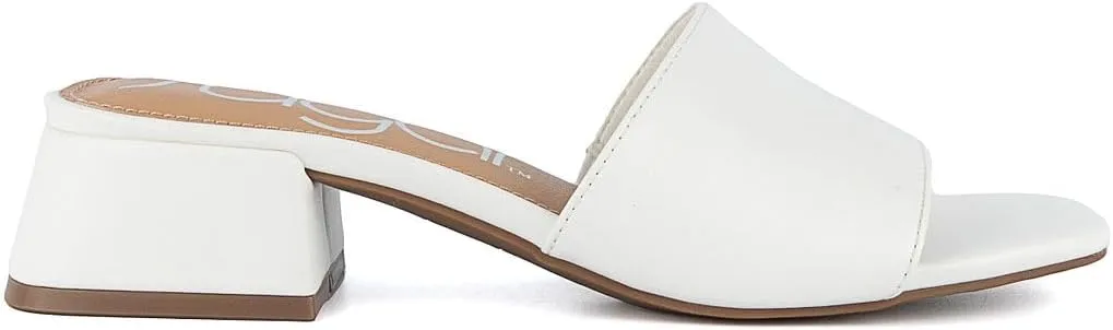 Sugar Women's Slip-On Block Heel Sandals – Square Toe Dress Mules with Low Heel – Comfortable Slide Shoes for Casual or Work Outfits