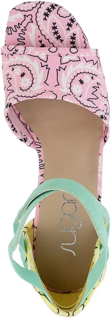 Sugar Women's Wedge Sandals – Ankle Strap Heels, Dressy Platform Open-Toe Shoes, Boho Peep-Toe Summer Pump - Chili