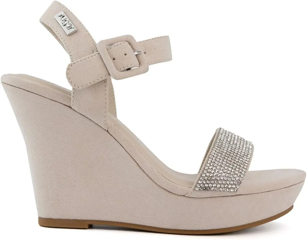 Sugar Women's Wedge Sandals – Ankle Strap Heels, Dressy Platform Open-Toe Shoes, Boho Peep-Toe Summer Pump - Chili