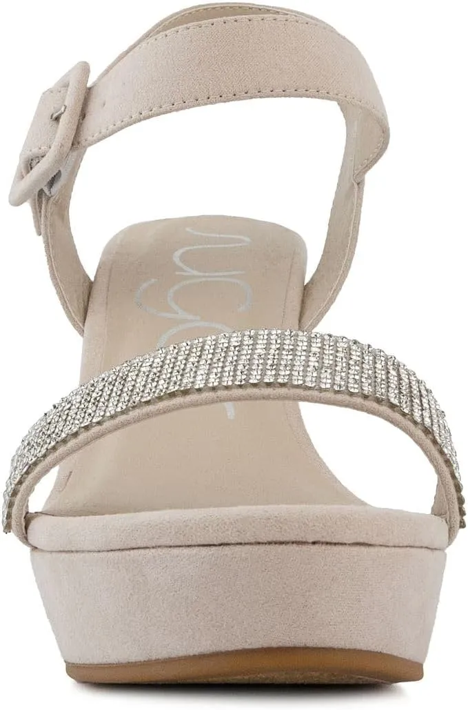 Sugar Women's Wedge Sandals – Ankle Strap Heels, Dressy Platform Open-Toe Shoes, Boho Peep-Toe Summer Pump - Chili