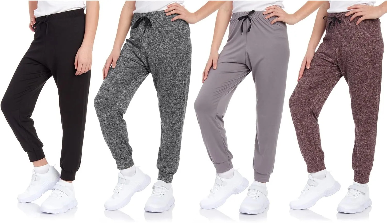 Sweet Hearts Girls Sweatpants - 4 Pack Super Soft Girls' Activewear Performance Jogger Pants: Made in USA (Sizes: 7-16)