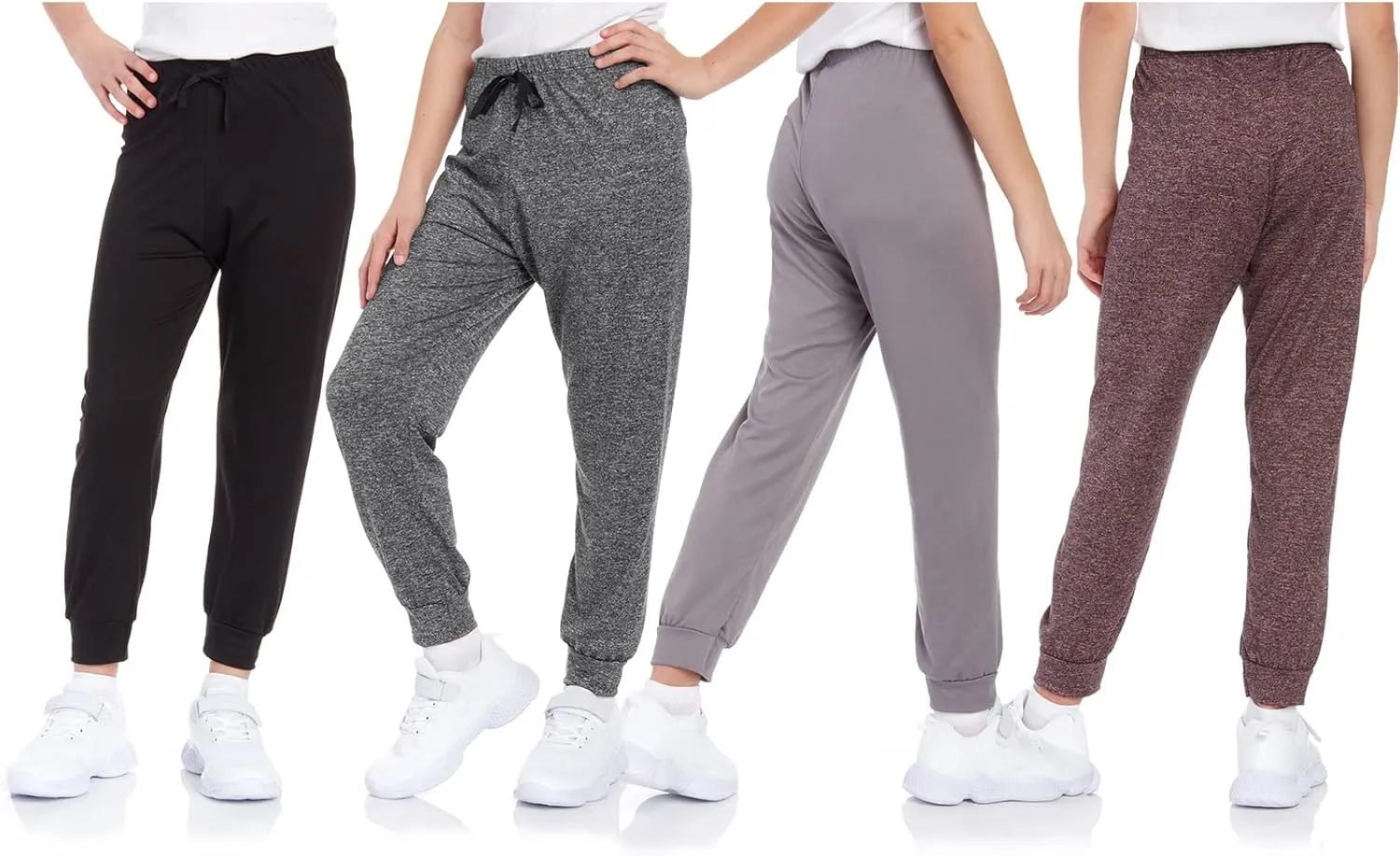 Sweet Hearts Girls Sweatpants - 4 Pack Super Soft Girls' Activewear Performance Jogger Pants: Made in USA (Sizes: 7-16)