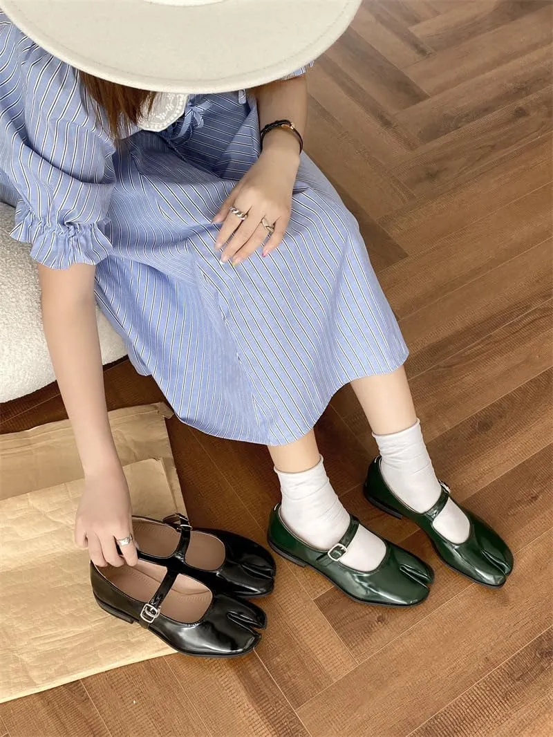 Tabi Shoe Split Toe Slip on Mary Jane Pumps Emo Rave Flat Sandals Y2K Kawaii Elegant Dressy Fashion Trendy Shoes Back to School Spring Summer Fall Outdoors Beach Cruise