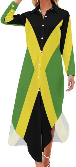 TAIZIYEAH Jamaican Flag Elegant Casual Long Dress Jamaican Flag Girls Summer Sunshine Beach Skirts for Womens 2XL
