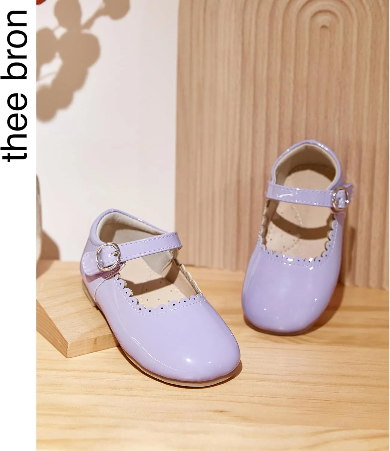 THEE BRON Little Girls Princess Shoes 3-12 Years Ballet Flats Soft Non-Slip Dress Shoes for Wide Feet