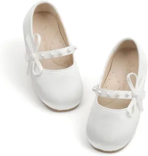 THEE BRON Little Girls Princess Shoes 3-12 Years Ballet Flats Soft Non-Slip Dress Shoes for Wide Feet